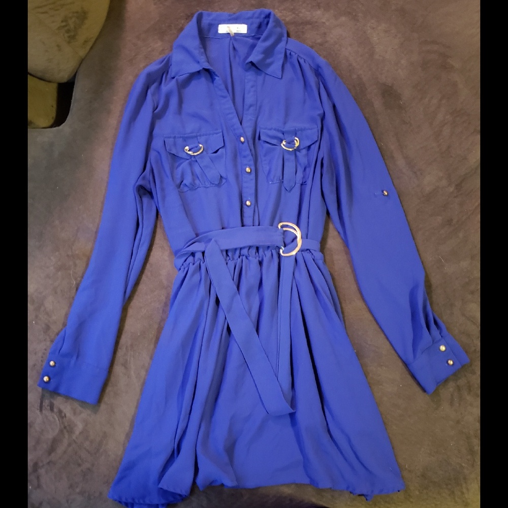 Royal blue button down dress